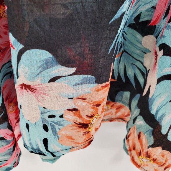 Kona Sol Swimsuit Coverup‎ Womens Size L Tropical Floral Kimono Sleeveless Swim - Picture 7 of 15